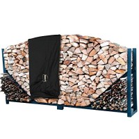 ShelterIt Straight Firewood Log Rack with Kindling Wood Holder and Waterproof Cover  8'  Black - B0099MD3QI